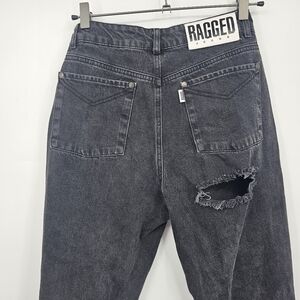 Ragged Jeans Women’s Black High Rise Mom Jeans Size 28 Distressed Back Hole